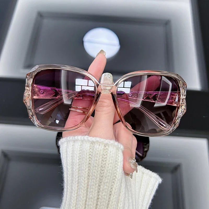 Vintage Oversized Sunglasses Women Brand Big Frame Retro Sun Glasses Female Fashion Shades Black Gradient