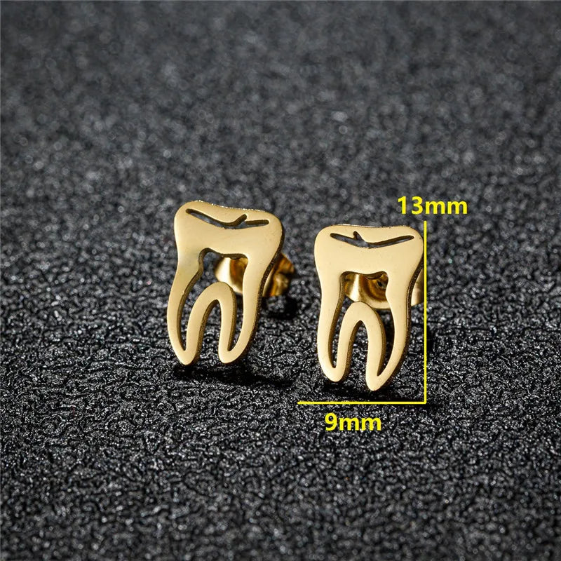Tiny Stainless Steel Geometric Stud Earrings for Women Minimalist Round Star Moon Ear Studs Cross Heart Earings Punk Pendientes