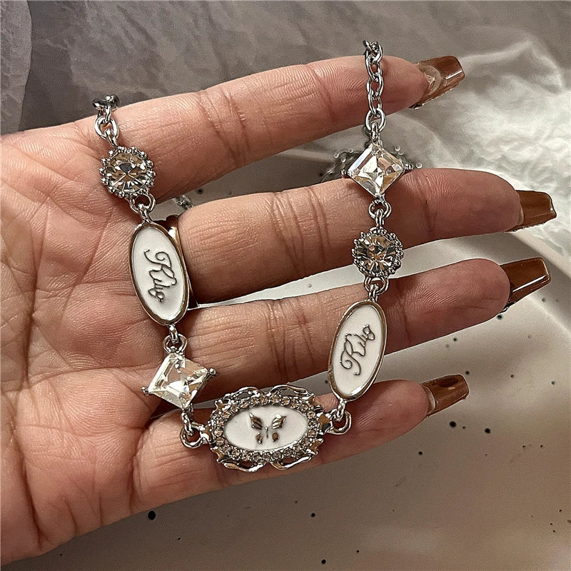 Gothic Punk Fashion Charm Cute Pink Large Cross Pendants Choker Chains Necklace Women Y2K 2000s EMO Grunge Accessories Jewelry