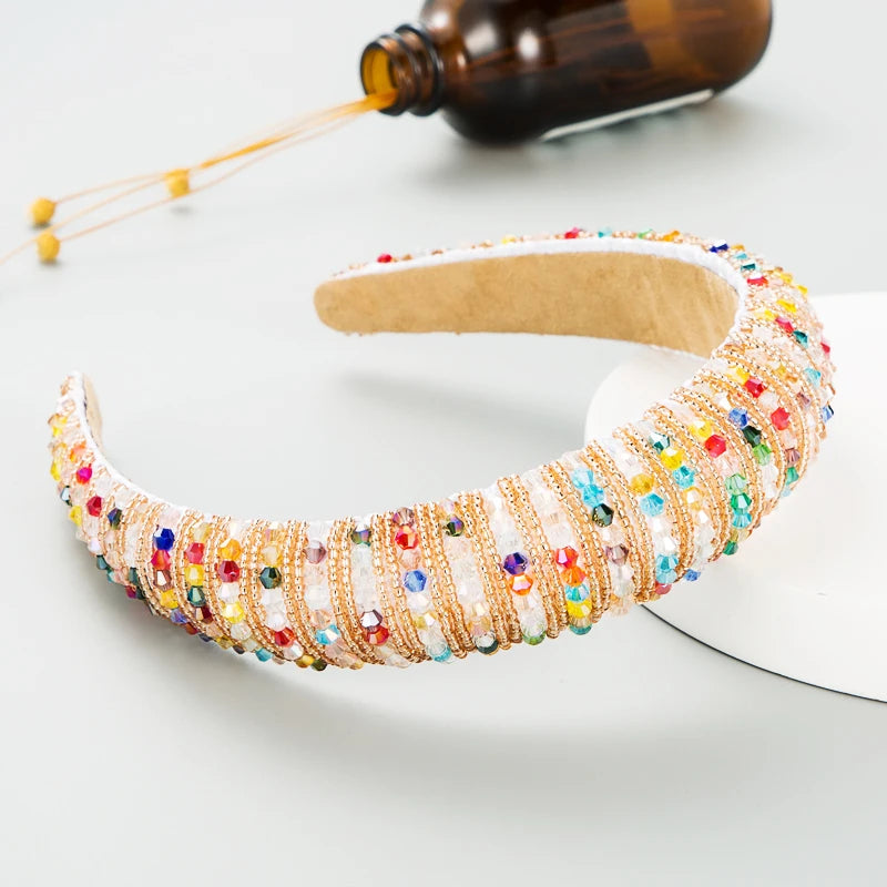 Handwoven Crystal Hair Bands From Europe And America, Women's Baroque Sponge Thickened Headband, Simple Hair Accessories