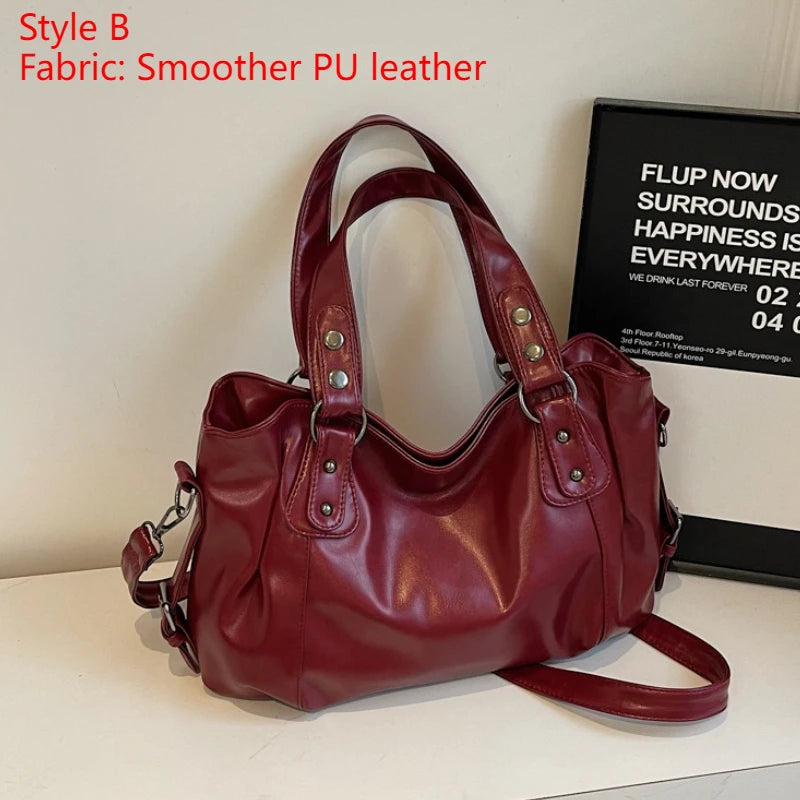Soft Interior Compartment Shoulder Bags 2026 High Quality Contrasting Colors Bags for Women Fashion Zipper PU Women's Handbags
