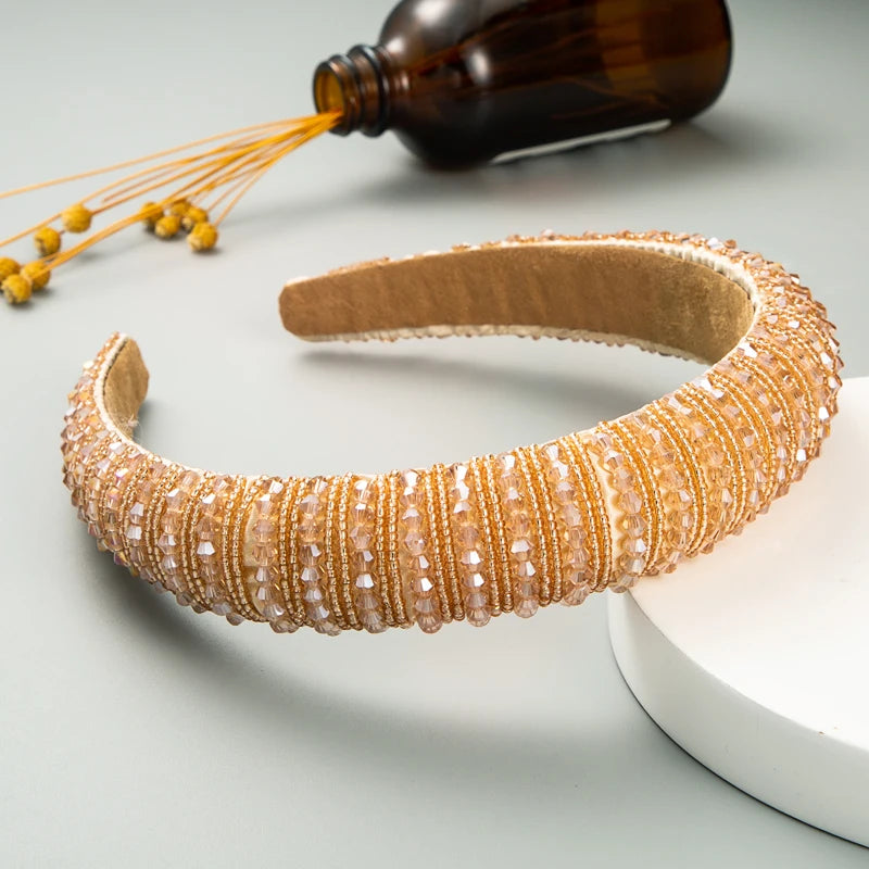 Handwoven Crystal Hair Bands From Europe And America, Women's Baroque Sponge Thickened Headband, Simple Hair Accessories