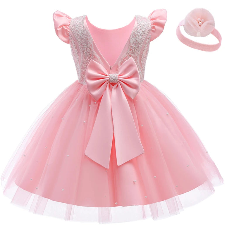 Baby Girl Lace Dresses Infant Flower Wedding Dress Elegant Princess Party Tutu Toddler Kid Birthday Baptism Formal Gala Clothing