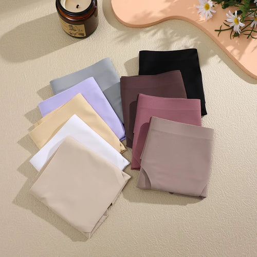 3PCS/Set Seamless Panties For Women Low Rise Briefs 9 Solid Colors Ultra Thin Underwear Ice Silk Breathable Underpants Female