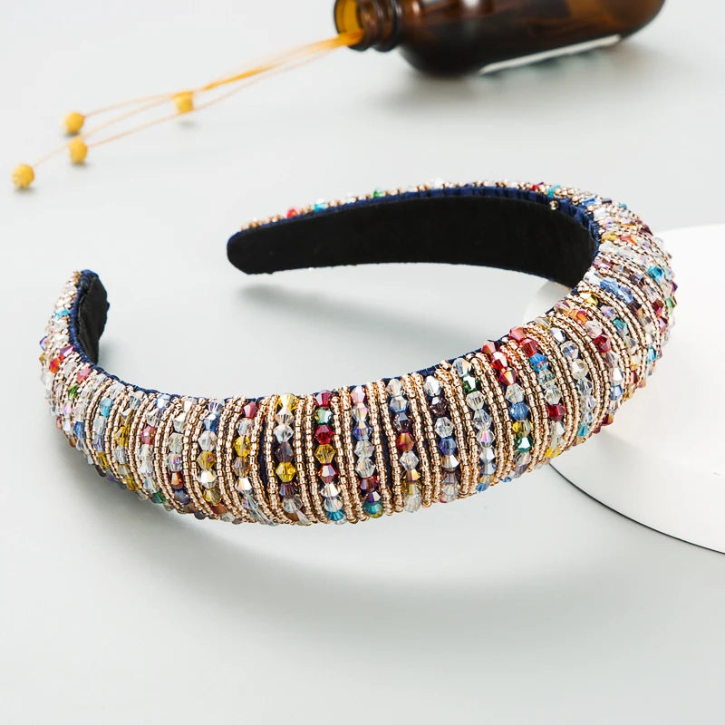 Handwoven Crystal Hair Bands From Europe And America, Women's Baroque Sponge Thickened Headband, Simple Hair Accessories