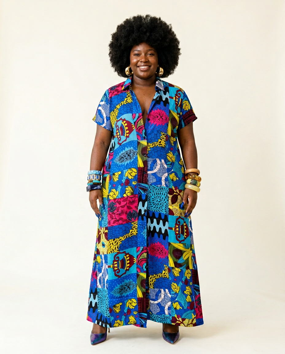 Adaobi Silk Ankara Kaftan